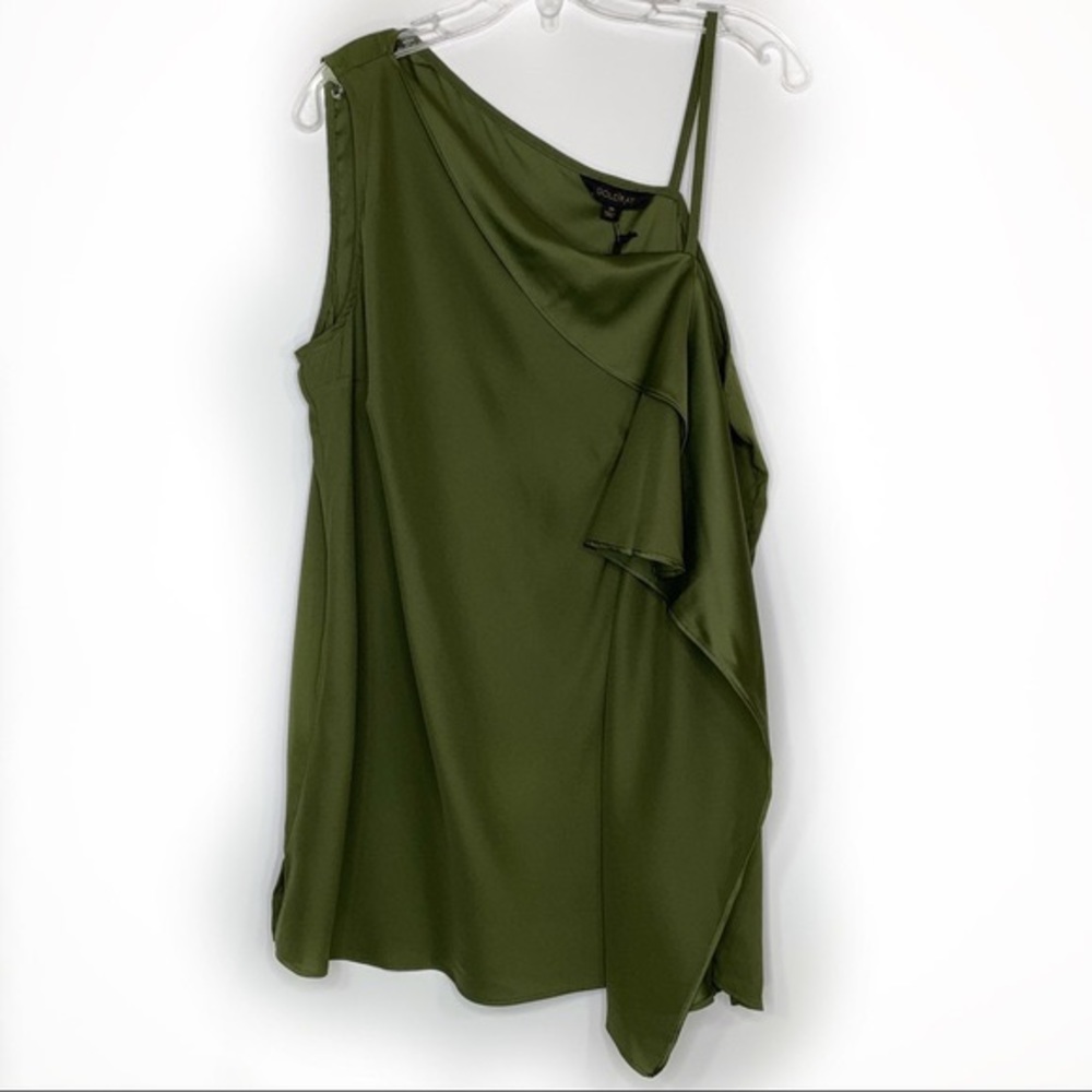 NWT Goldray femke one shoulder blouse green plus - Picture 6 of 13